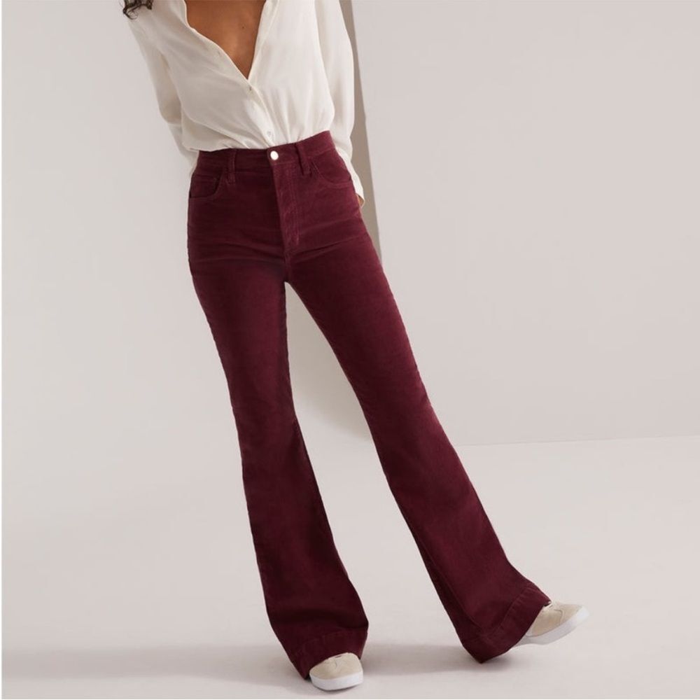 Favorite Daughter Valentina Corduroy Flare Pants Women’s 28 Maroon NWT